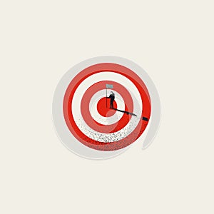 Business objective completed, goal achievement, vector concept. Symbol of success, victory. Minimal illustration.