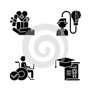 Business occupation black glyph icons set on white space