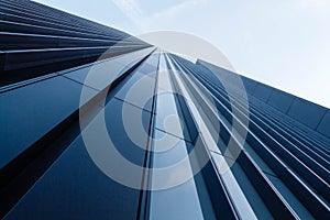 Business Office Building Long Angle View in City of London with Glass Facade