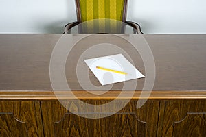 Business Office Desk and Chair Blank paper Pencil