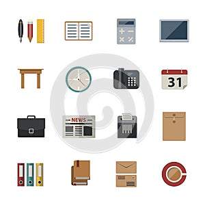 Business and office. Flat Icons set for Website and Mobile applications.