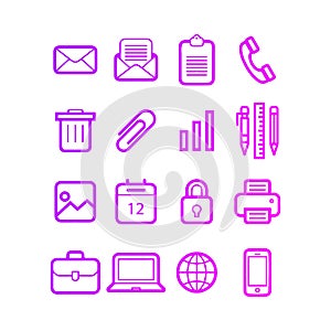Business Office Icon Set - Vector Graphic