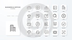 Business and office icons collection with black outline style. team, management, communication, strategy, teamwork, organization,