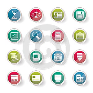 Business and office Icons over colored background