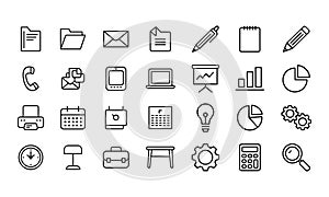 business and office line icons vector set