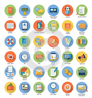 Business, office and marketing items icons.