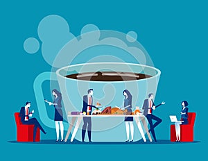 Business office people on coffee break. Concept business relax vector illustration, Office lunch time