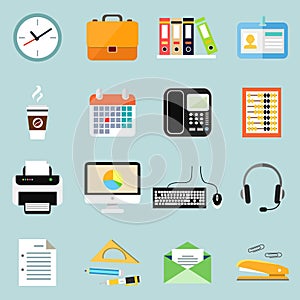 Business office stationery icons set