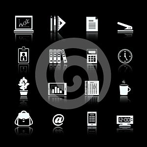 Business office supplies pictograms set photo