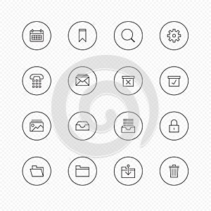 Business & Office thin icon style with circle on white background - Vector illustration