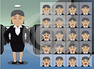 Business Old Woman Cartoon Emotion faces Vector Illustration