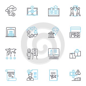 Business operations linear icons set. Efficiency, Optimization, Streamlining, Automation, Innovation, Management