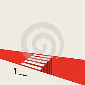 Business opportunity and decision vector concept with businessman standing next to crossing. Symbol of objective, goal