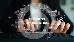 Business Optimization Concept with Technology and Data Analysis in an Office Environment. Asymptotic smart data analytic