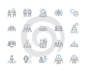 Business organization outline icons collection. Organization, Business, Management, Planning, Strategy, Team