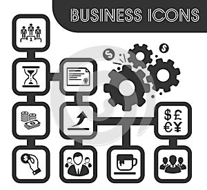 Business outline icons set