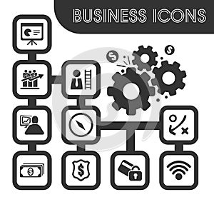 Business outline icons set