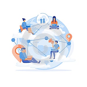 Business Outsourcing, People Using Cloud System