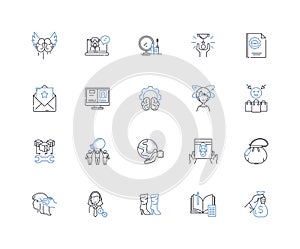 Business Owner line icons collection. Entrepreneur, Visionary, Ambitious, Innovative, Risk-taker, Leader, Strategist