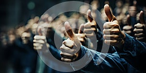 Business Partners Express Agreement by Giving a ThumbsUp Gesture During the Mee