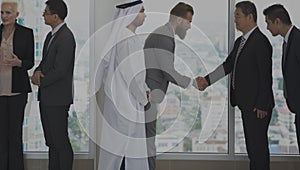 Business Partners Introduction Handshake Bow Concept