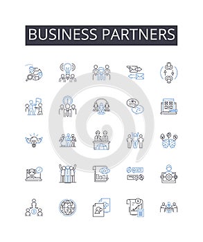 Business Partners line icons collection. Venues, Halls, Conference rooms, Auditoriums, Banquet halls, Ballrooms photo