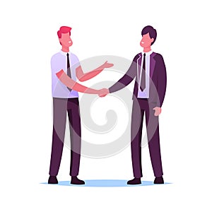 Business Partners Men Handshaking and Partnership Concept. Businesspeople Characters Meeting for Project Discussion