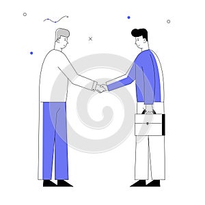 Business Partners Men Handshaking and Partnership Concept. Businesspeople Meeting for Project Discussion