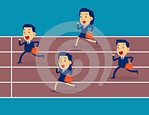 Business partners team competition. Concept business competitive vector illustration, Kid business flat cartoon character style