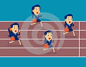 Business partners team competition. Concept business competitive vector illustration, Kid business flat cartoon character style