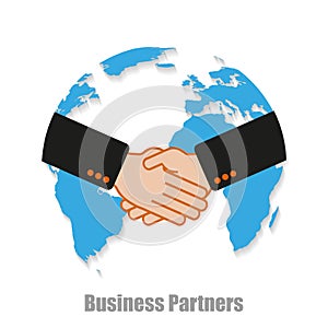 Business partners world with shadow on a white background