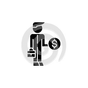 Business partnership black icon concept. Business partnership flat vector symbol, sign, illustration.