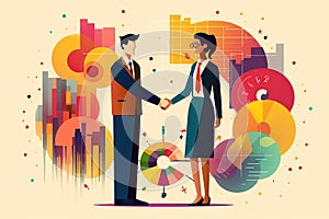 Business partnership gesture, Making handshake deal