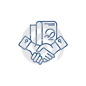 Business partnership line icon concept. Business partnership flat  vector symbol, sign, outline illustration.