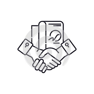Business partnership line icon concept. Business partnership vector linear illustration, symbol, sign