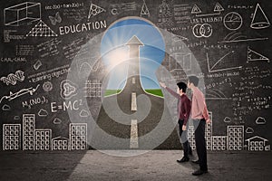 Business partnership looking success road