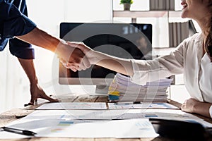 Business partnership meeting concept. Image business people handshake. Successful business person handshaking after good