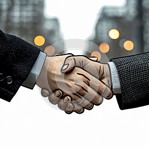 Business partnership Two individuals shaking hands, sealing a successful deal