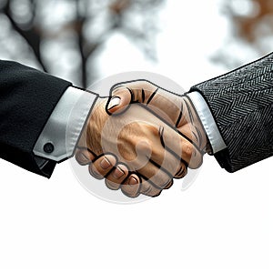 Business partnership Two individuals shaking hands, sealing a successful deal