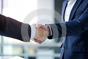 Business Partnership: Two Young Professionals Shaking Hands After Meeting in the Office