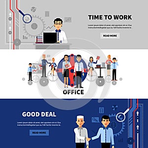 Business People 3 Flat Banners Set
