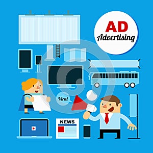 Business People with Advertising Medias