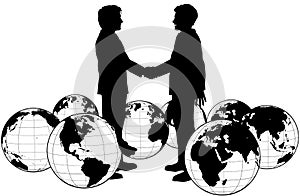 Business people agreement global handshake