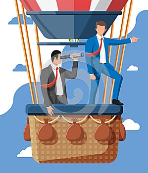 Business people on air balloon.