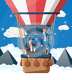 Business people on air balloon.