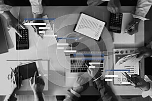 Business People Analyzing PROJECT MANAGEMENT updating Gantt cha