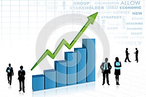 Business People aorund Bar Graph