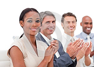 Business people applauding a presentation