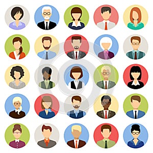 Business people avatars in a circle