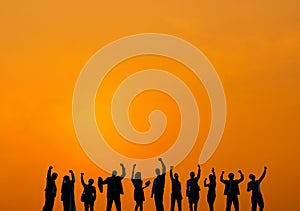 Business People Back Lit Direction Forward Concept